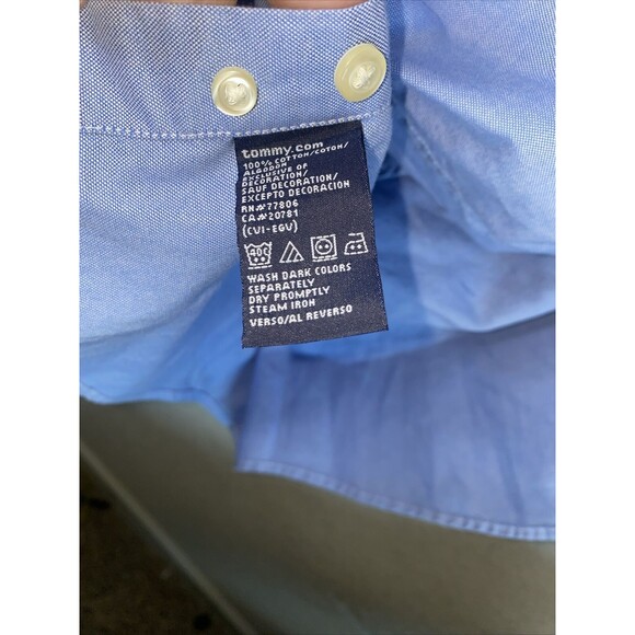 Tommy Hilfiger Dress Mens Blue Button Long Sleeve Shirt Small Check 90s L - Picture 11 of 11